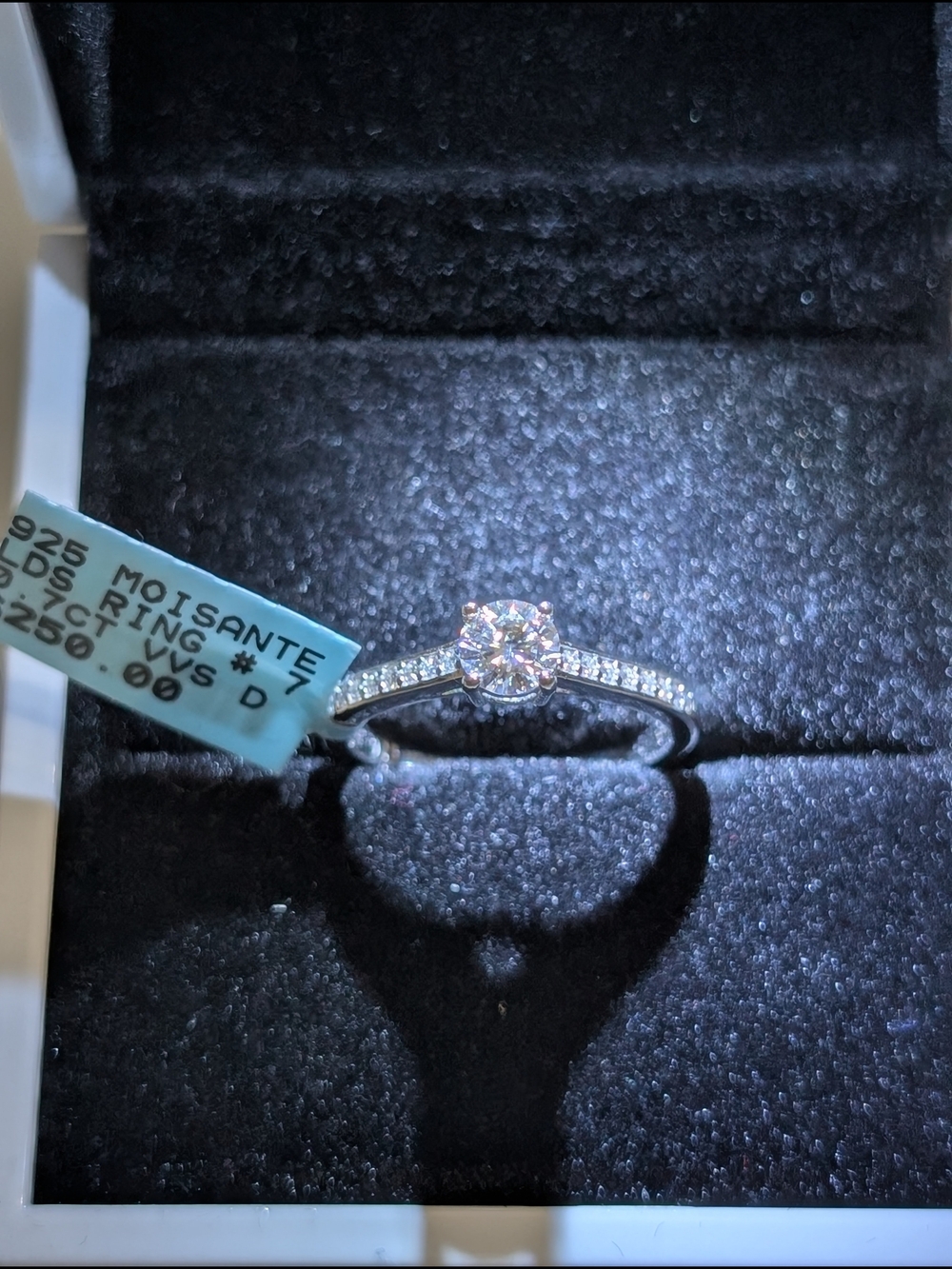 925 Sterling Silver 0.55 CT Moissanite Solitaire Ring Size 7 VVS D
